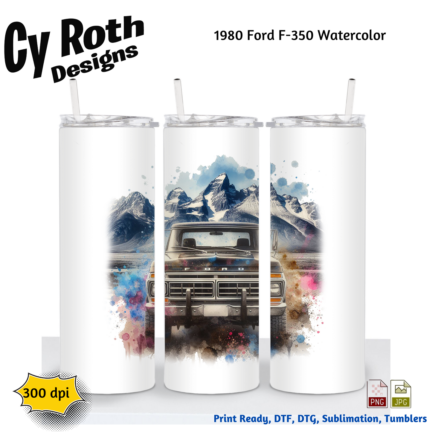 1980 Ford F-150 Sublimation PNG JPG file, Wall Art 20oz skinny Tumbler, shirt PNG, Junk Journal image
