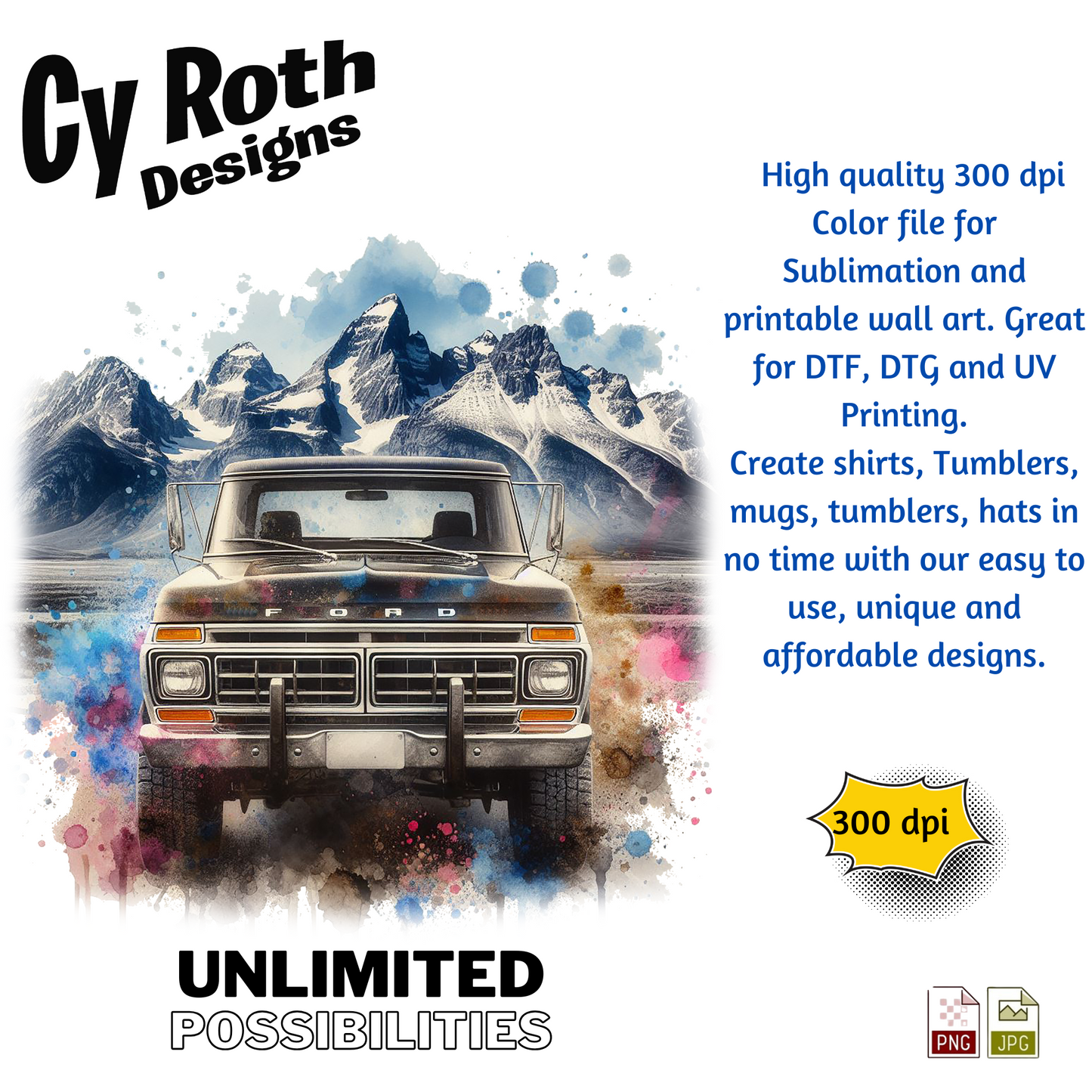 1980 Ford F-150 Sublimation PNG JPG file, Wall Art 20oz skinny Tumbler, shirt PNG, Junk Journal image
