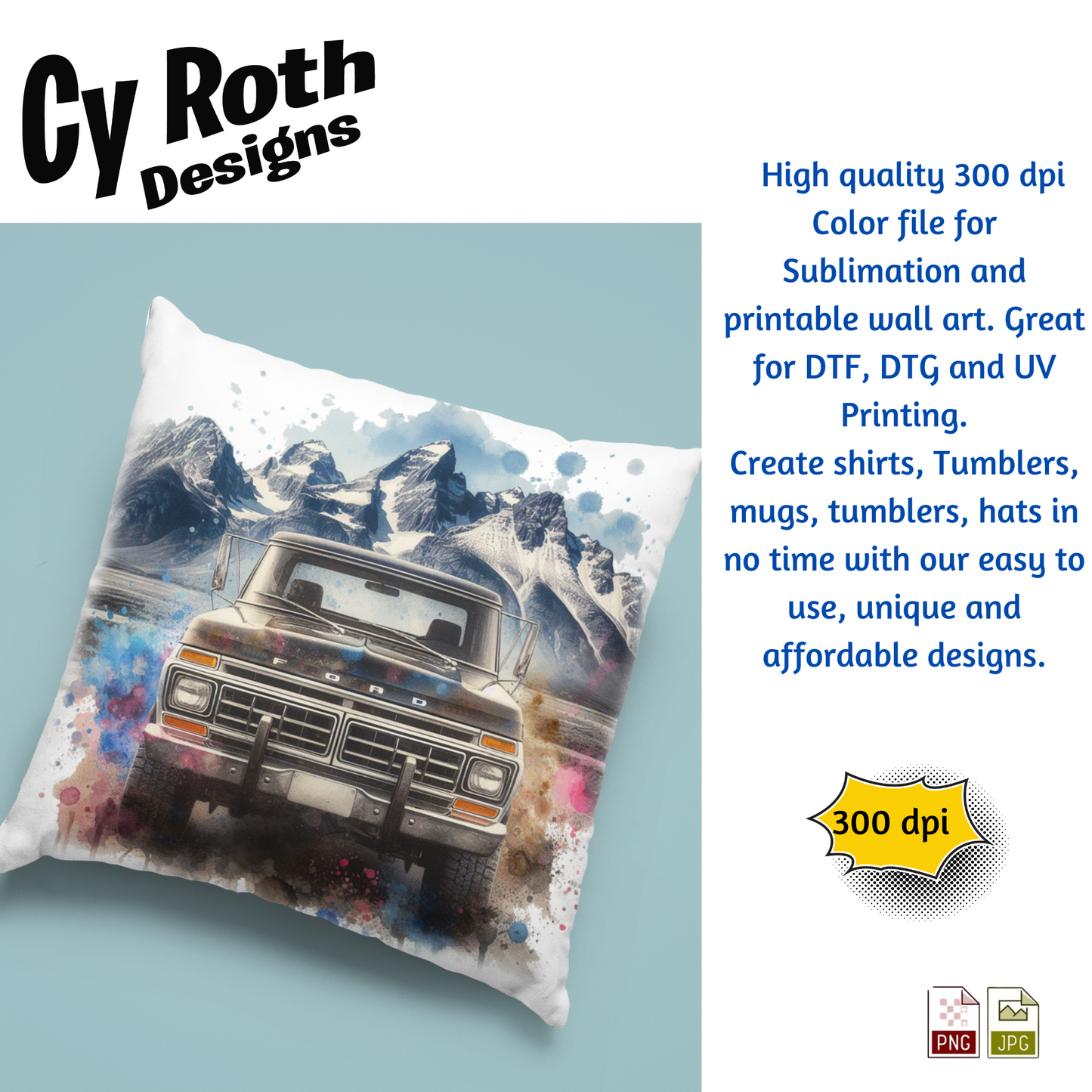 1980 Ford F-150 Sublimation PNG JPG file, Wall Art 20oz skinny Tumbler, shirt PNG, Junk Journal image