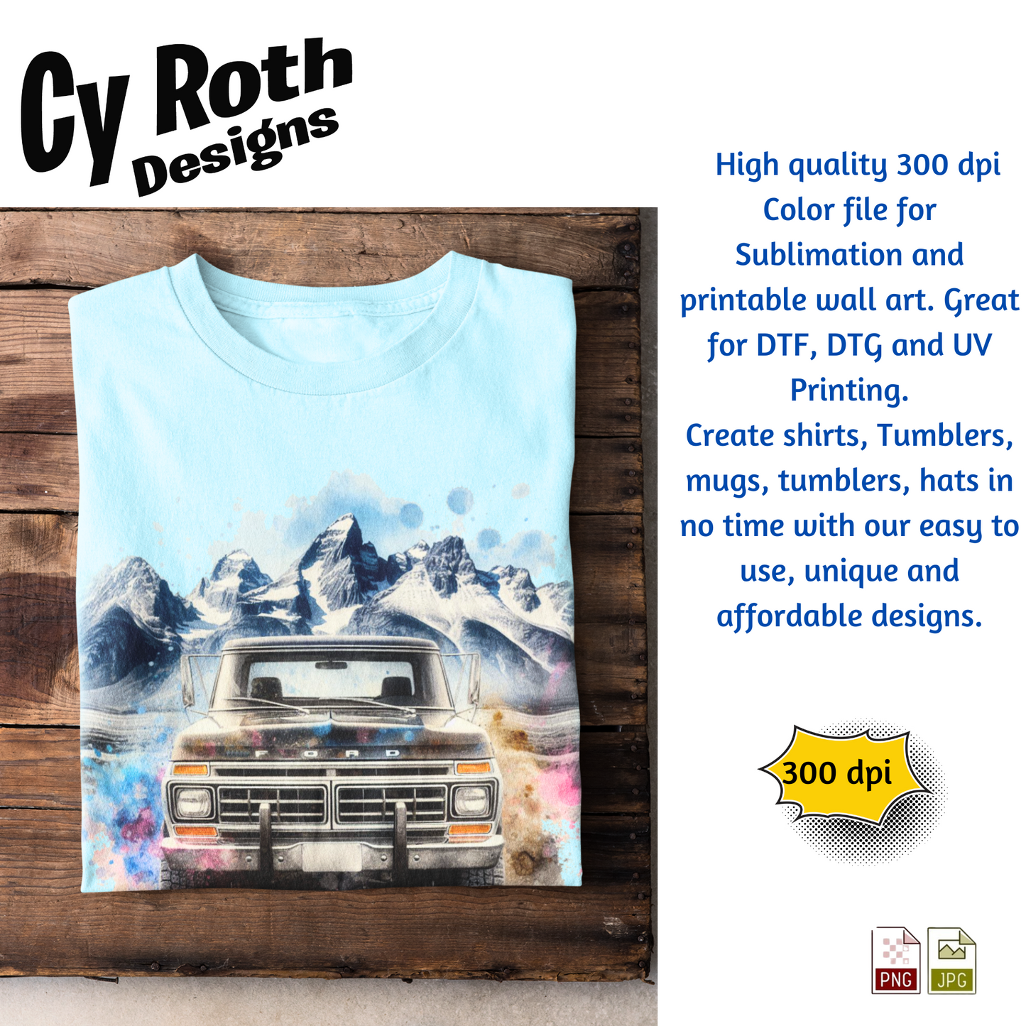 1980 Ford F-150 Sublimation PNG JPG file, Wall Art 20oz skinny Tumbler, shirt PNG, Junk Journal image