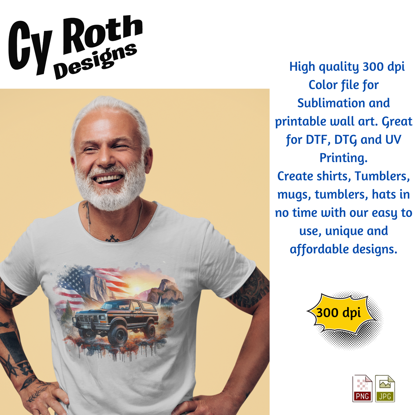 1985 Ford Bronco Sublimation Wall Art 20oz skinny Tumbler PNG JPG file, shirt PNG, Junk Journal image