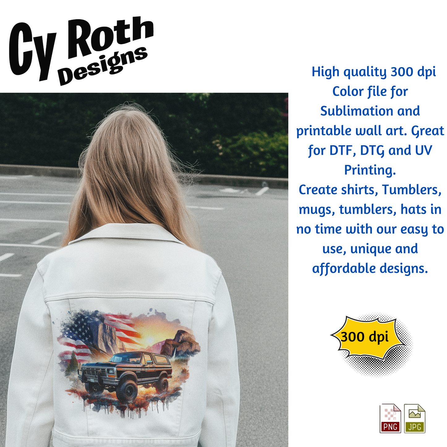 1985 Ford Bronco Sublimation Wall Art 20oz skinny Tumbler PNG JPG file, shirt PNG, Junk Journal image