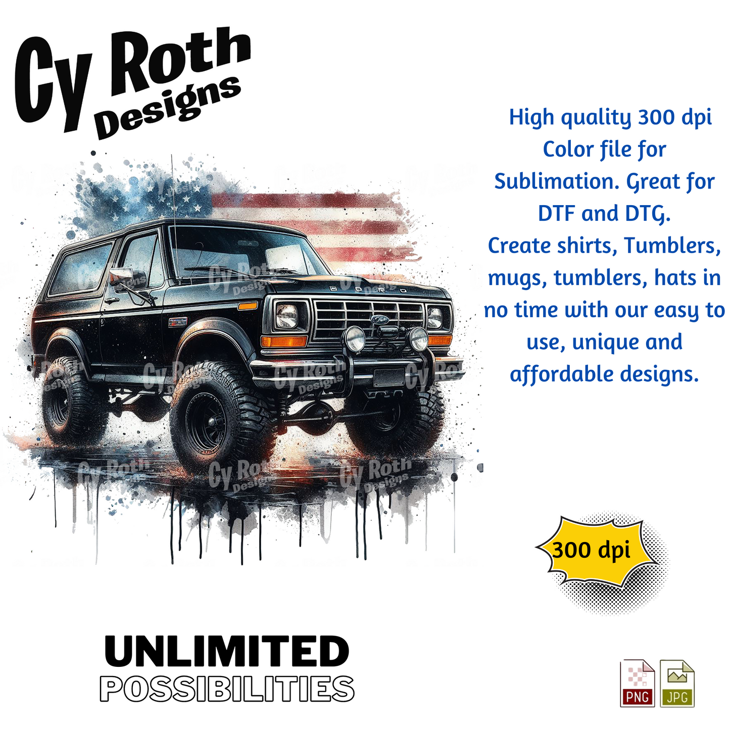 1994 Bronco Sublimation Wall Art 20oz skinny Tumbler PNG JPG file, shirt PNG, Junk Journal image