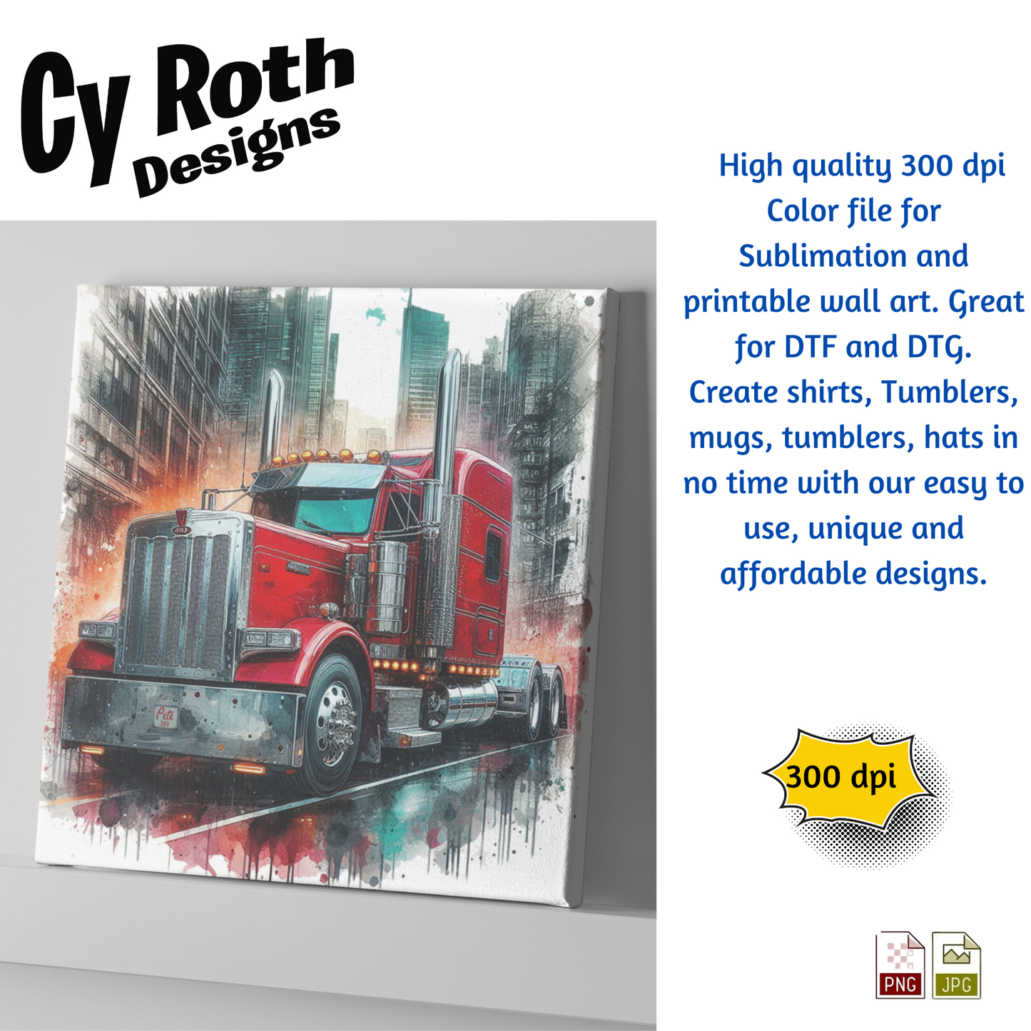 2020 Peterbilt 389 Sublimation PNG JPG file, Wall Art 20oz skinny Tumbler, shirt PNG, Junk Journal image