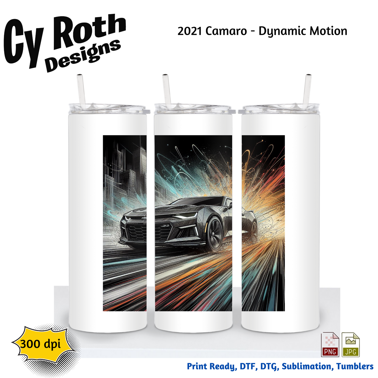 2021 Camaro Sublimation PNG JPG file, Wall Art 20oz skinny Tumbler, shirt PNG, Junk Journal image