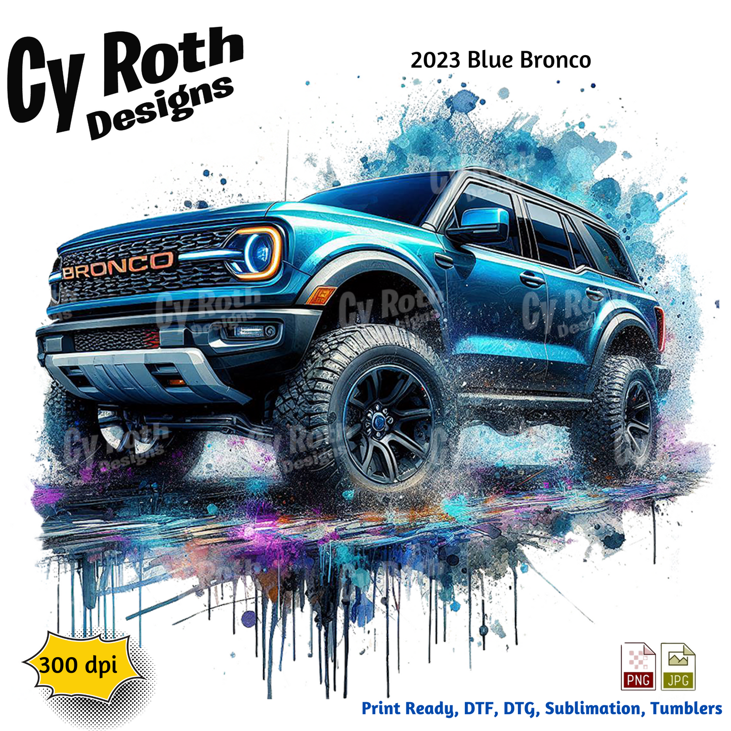 2023 Ford Bronco Sublimation PNG JPG file, Wall Art 20oz skinny Tumbler, shirt PNG, Junk Journal image