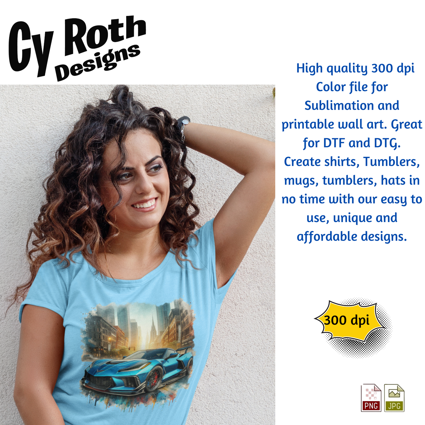 2023 Corvette Sublimation PNG JPG file, Wall Art 20oz skinny Tumbler, shirt PNG, Junk Journal image