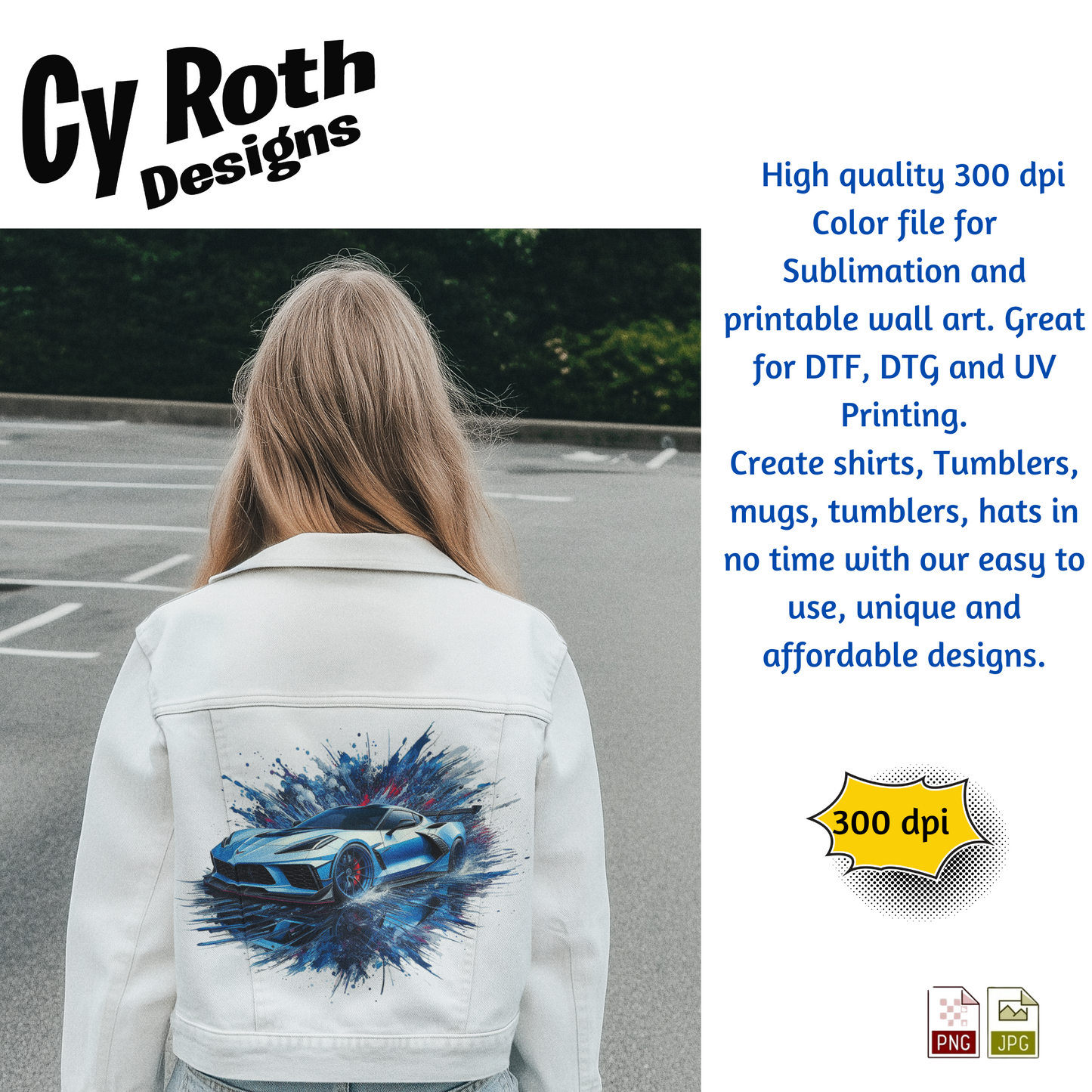 2023 Chevy Corvette Sublimation Wall Art 20oz skinny Tumbler PNG JPG file, shirt PNG, Junk Journal image