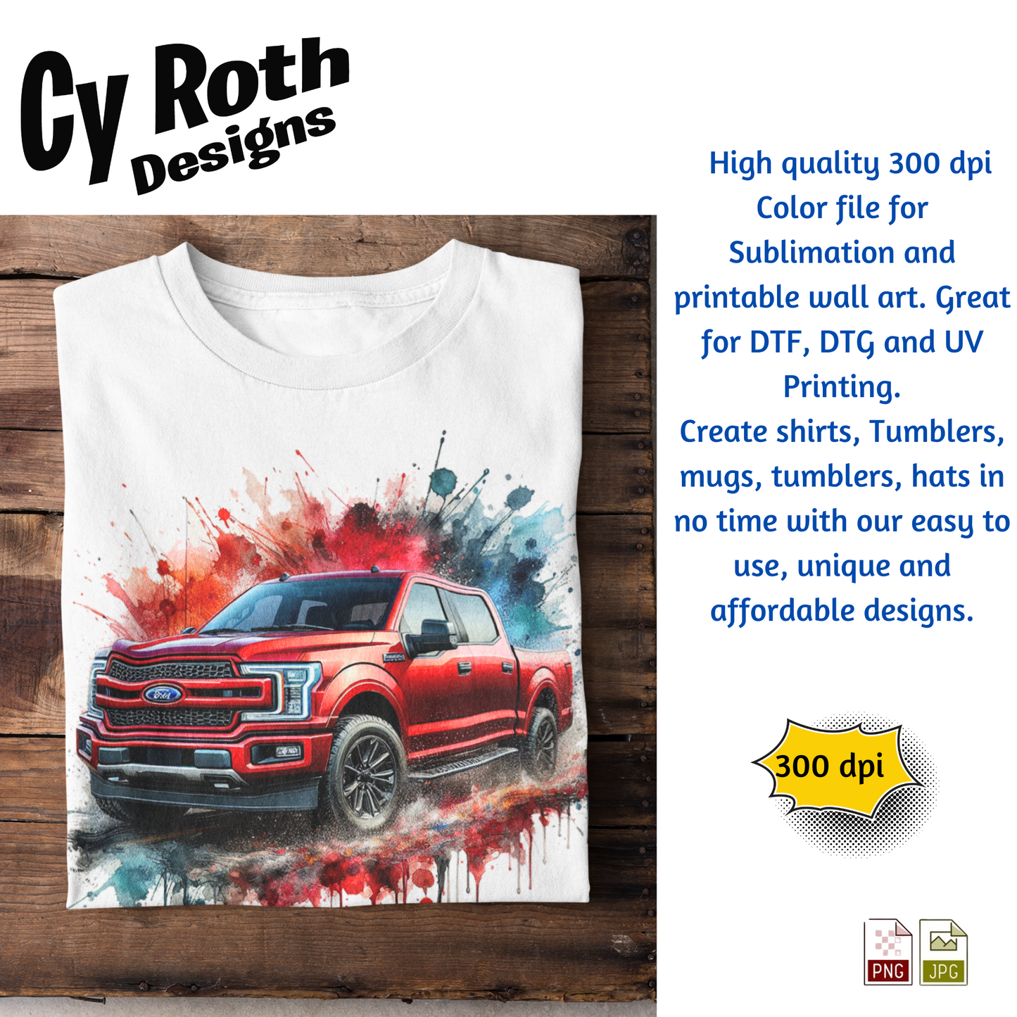2023 Ford F-150 Sublimation Wall Art 20oz skinny Tumbler PNG JPG file, shirt PNG, Junk Journal image