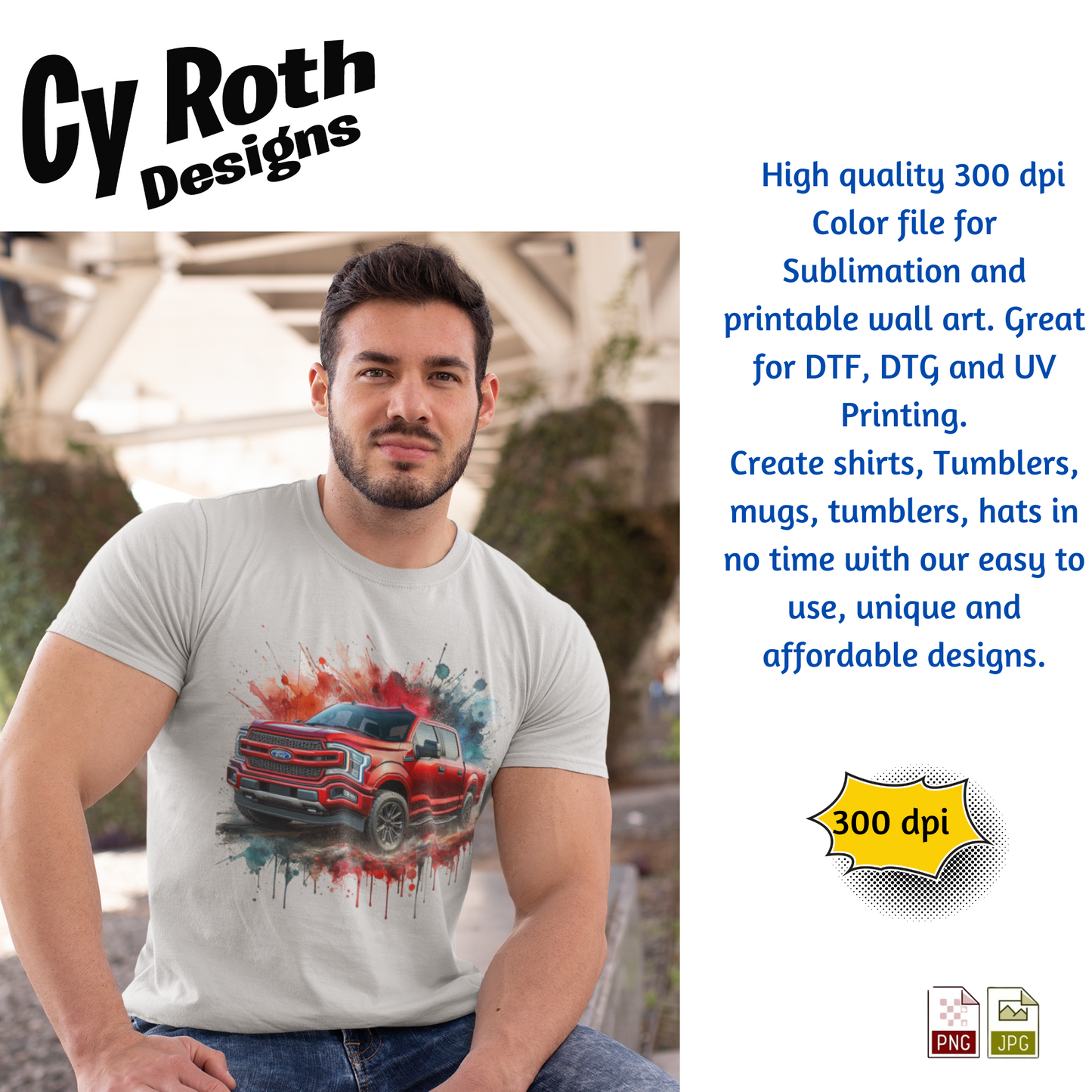 2023 Ford F-150 Sublimation Wall Art 20oz skinny Tumbler PNG JPG file, shirt PNG, Junk Journal image