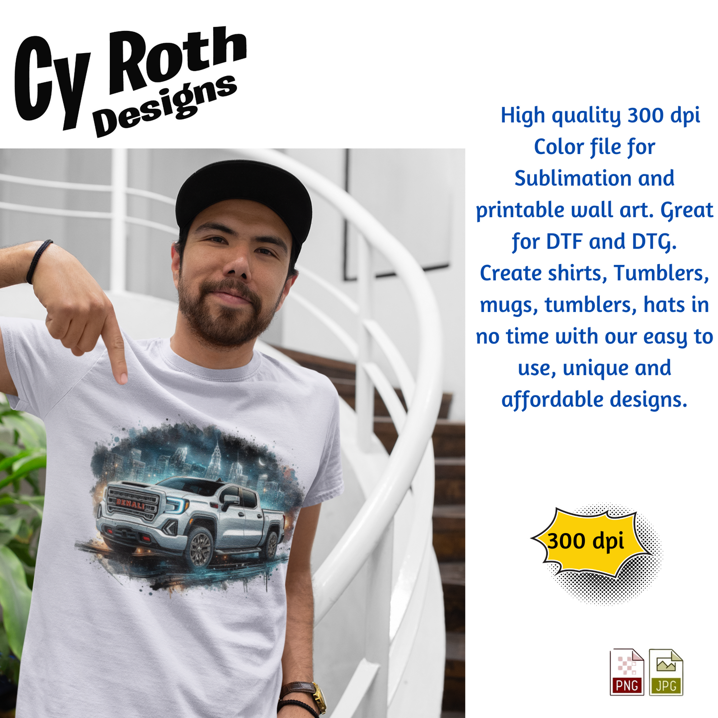 2023 GMC Denali Sublimation PNG JPG file, Wall Art 20oz skinny Tumbler, shirt PNG, Junk Journal image