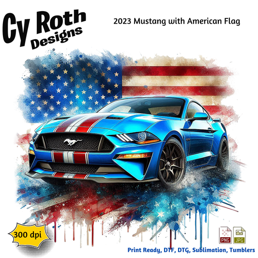 2023 Mustang Sublimation Wall Art 20oz skinny Tumbler PNG JPG file, shirt PNG, Junk Journal image