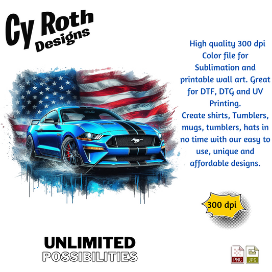 2023 Mustang Sublimation Wall Art 20oz skinny Tumbler PNG JPG file, shirt PNG, Junk Journal image