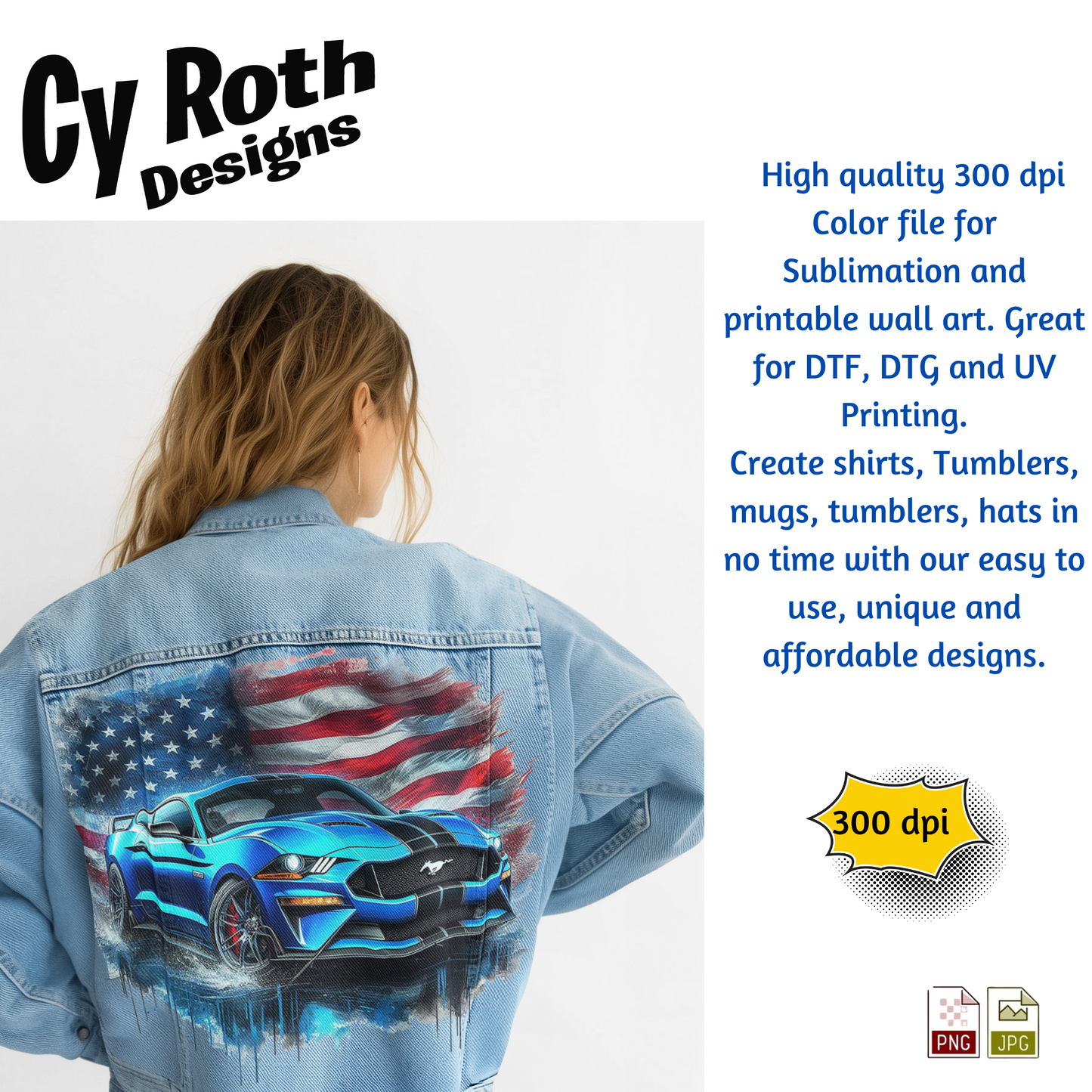 2023 Mustang Sublimation Wall Art 20oz skinny Tumbler PNG JPG file, shirt PNG, Junk Journal image