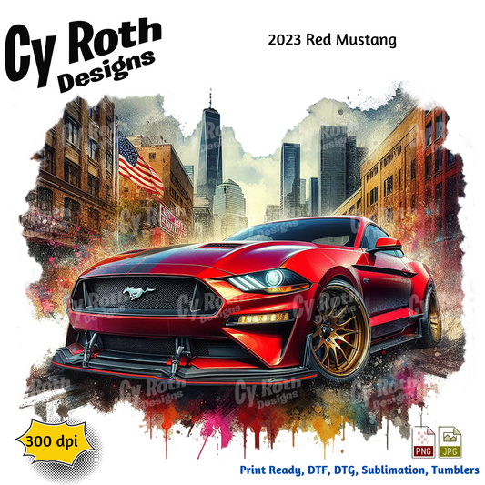 2023 Mustang Sublimation Wall Art 20oz skinny Tumbler PNG JPG file, shirt PNG, Junk Journal image