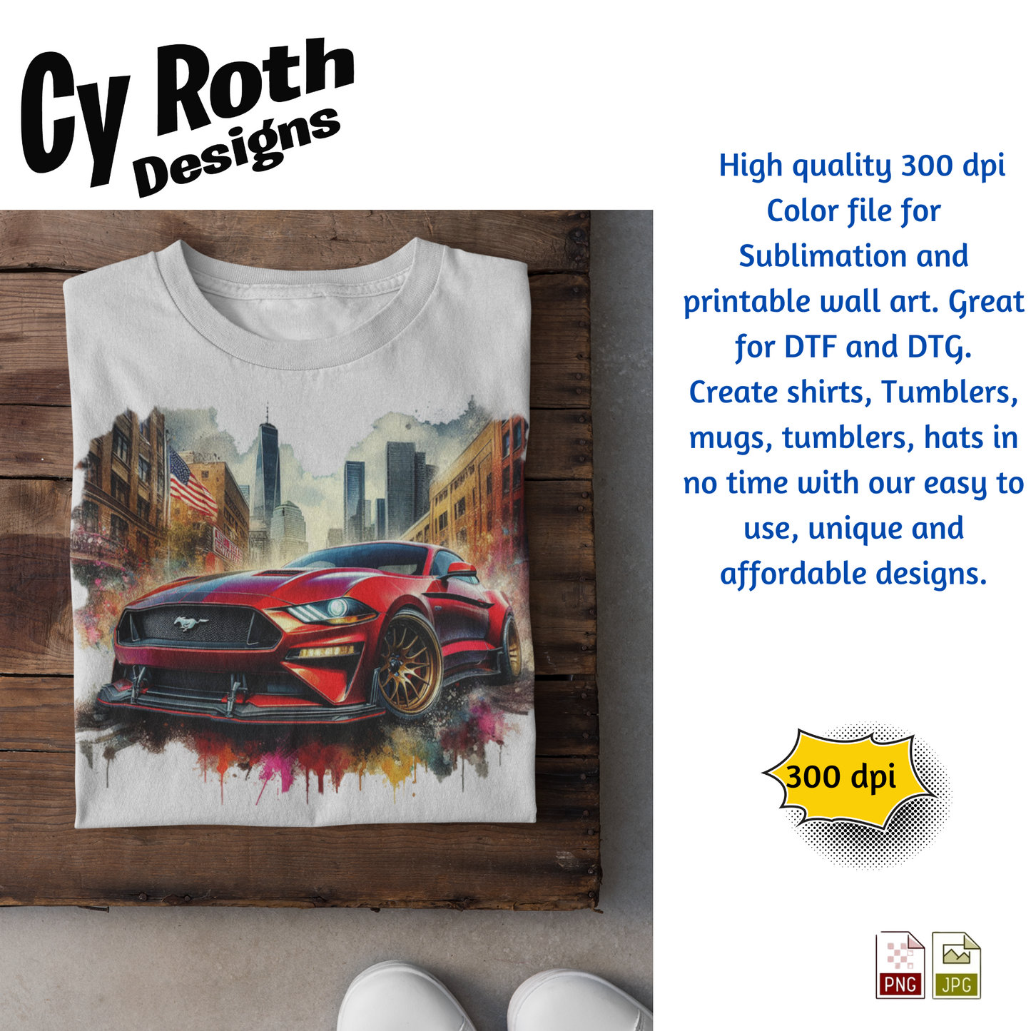 2023 Mustang Sublimation Wall Art 20oz skinny Tumbler PNG JPG file, shirt PNG, Junk Journal image