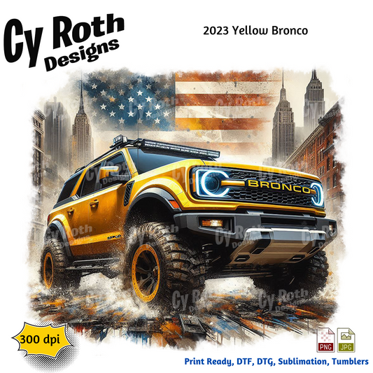 2023 Bronco Sublimation Wall Art 20oz skinny Tumbler PNG JPG file, shirt PNG, Junk Journal image