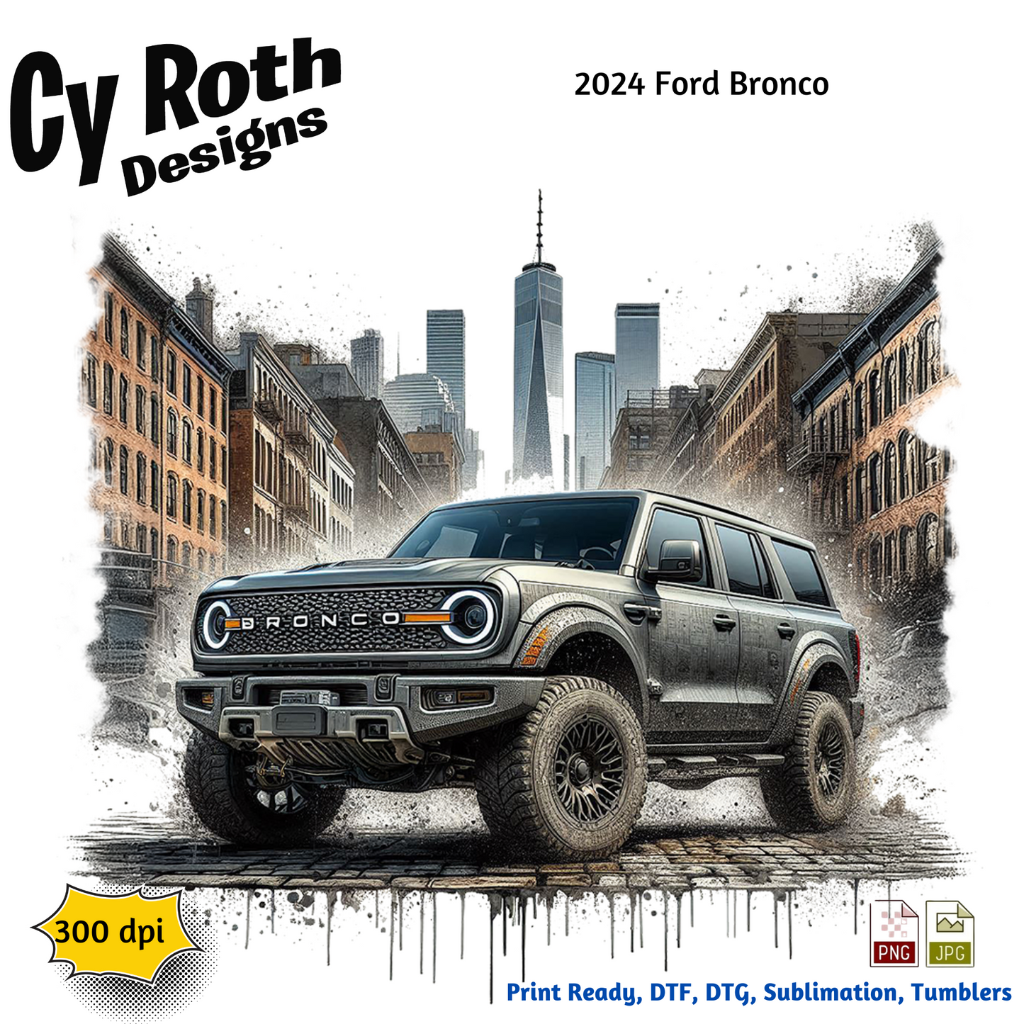 Ford Bronco Sublimation Wall Art 20oz skinny Tumbler PNG JPG file, shirt PNG, Junk Journal image