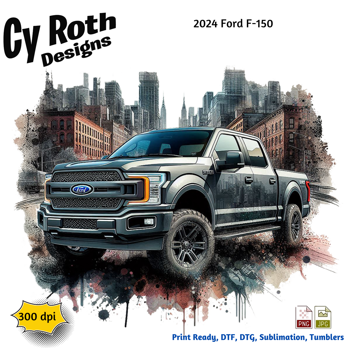 2024 Ford F-150 sublimation design for tumblers, T-Shirts, Wall Art (PNG, SVG Digital Download).