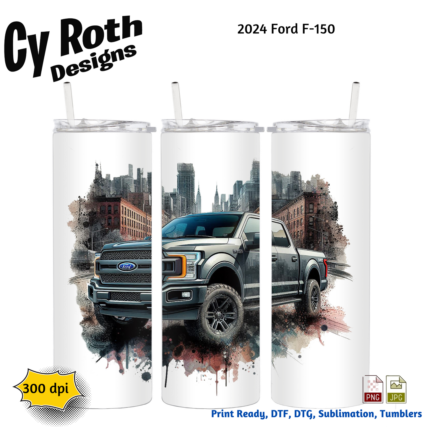 20 oz tumbler with 2024 Ford F-150 sublimation design