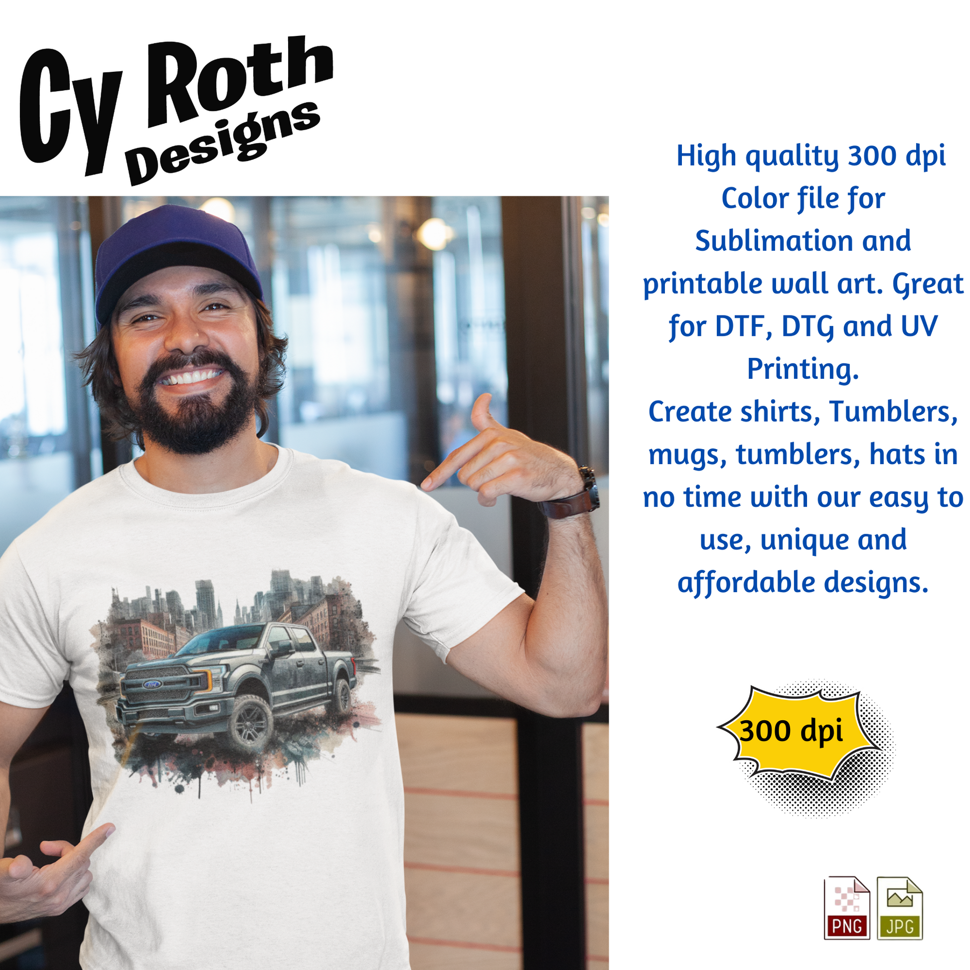 Man wearing t-shirt featuring a 2024 Ford F-150 sublimation design