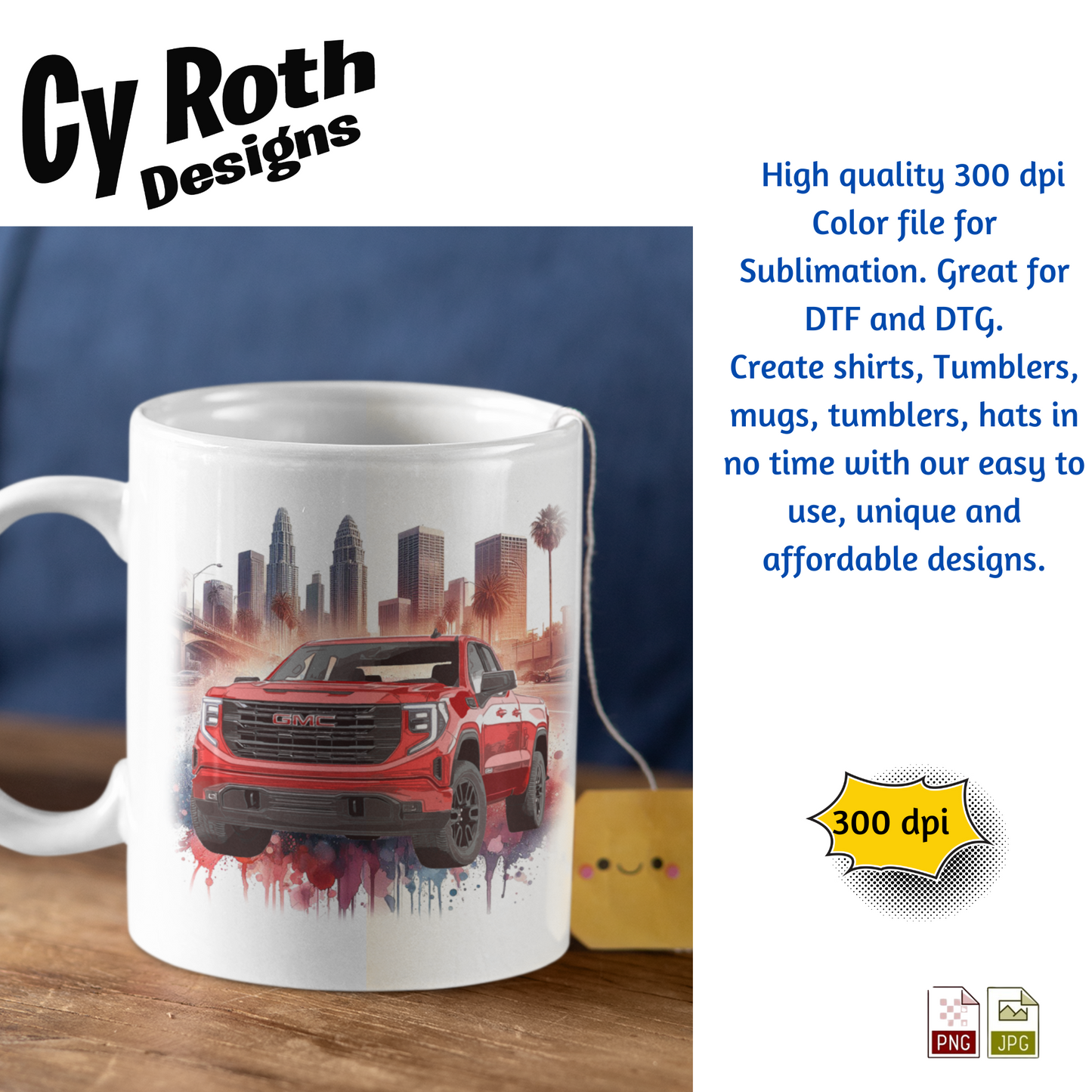 2024 GMC Sierra Sublimation PNG JPG file, Wall Art 20oz skinny Tumbler, shirt PNG, Junk Journal image