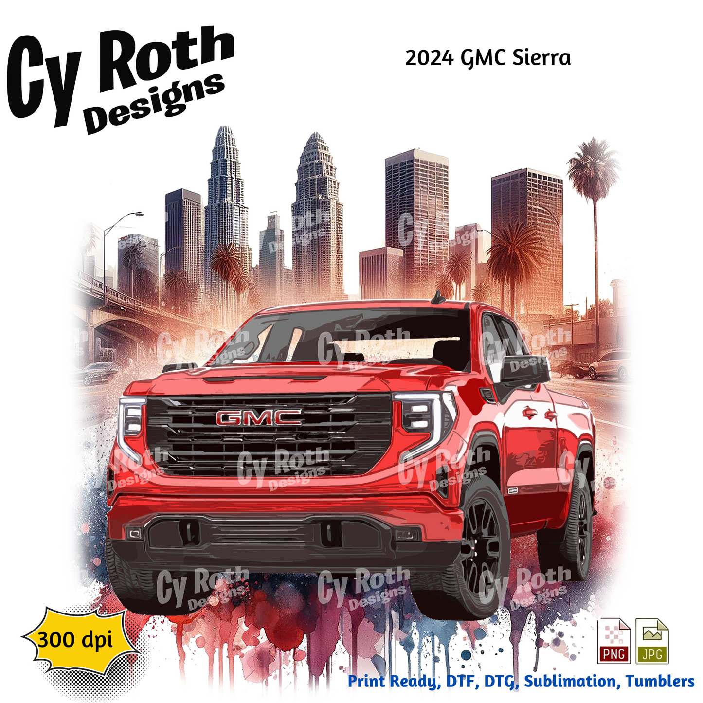 2024 GMC Sierra Sublimation PNG JPG file, Wall Art 20oz skinny Tumbler, shirt PNG, Junk Journal image