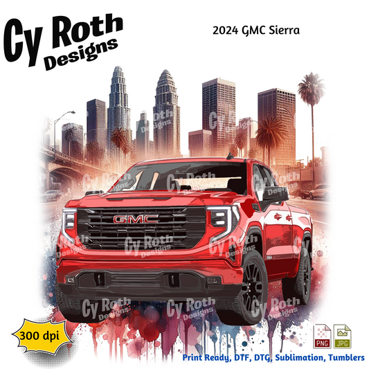 2024 GMC Sierra Sublimation PNG JPG file, Wall Art 20oz skinny Tumbler, shirt PNG, Junk Journal image
