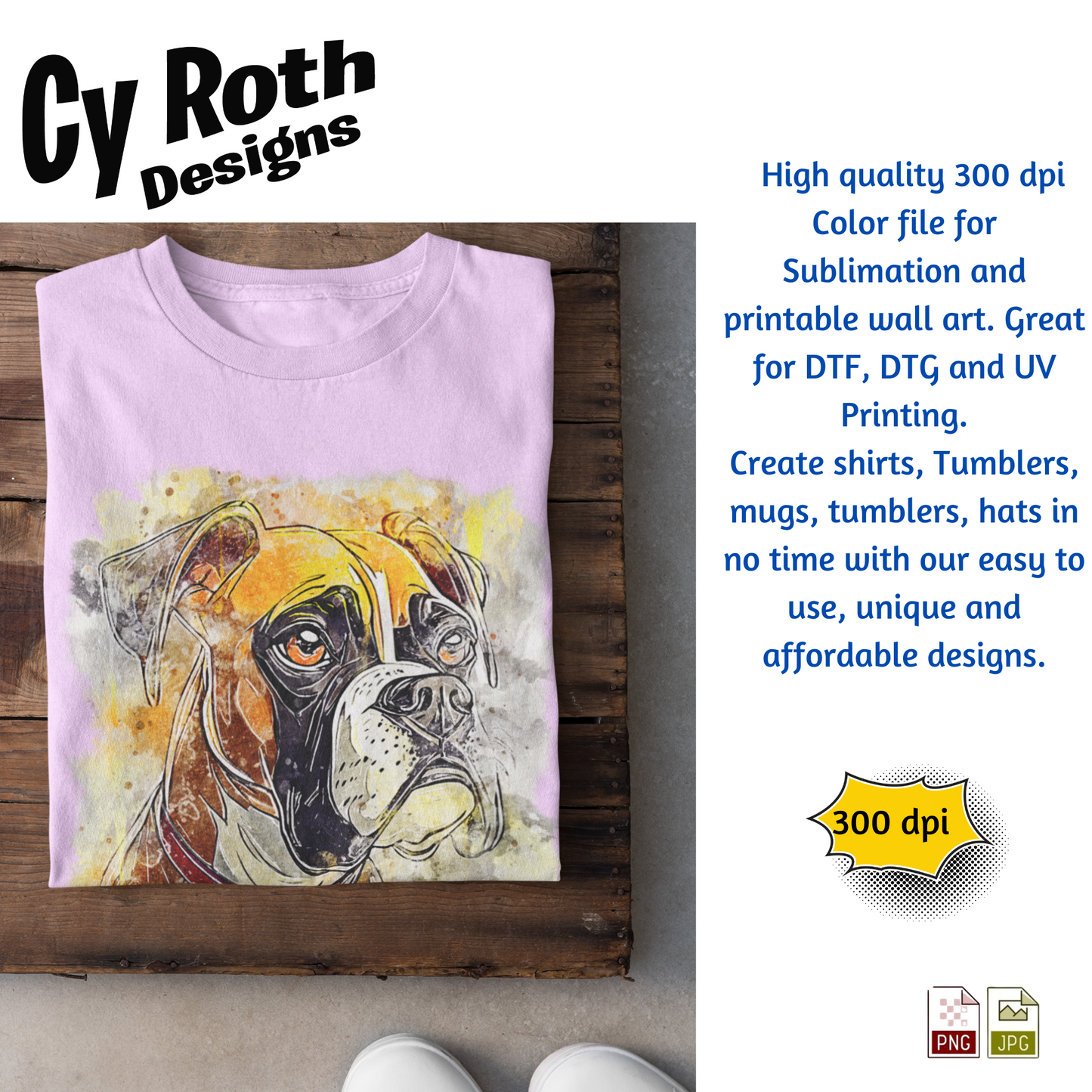 Dog Boxer Sublimation PNG JPG file, Wall Art 20oz skinny Tumbler, shirt PNG, Junk Journal image
