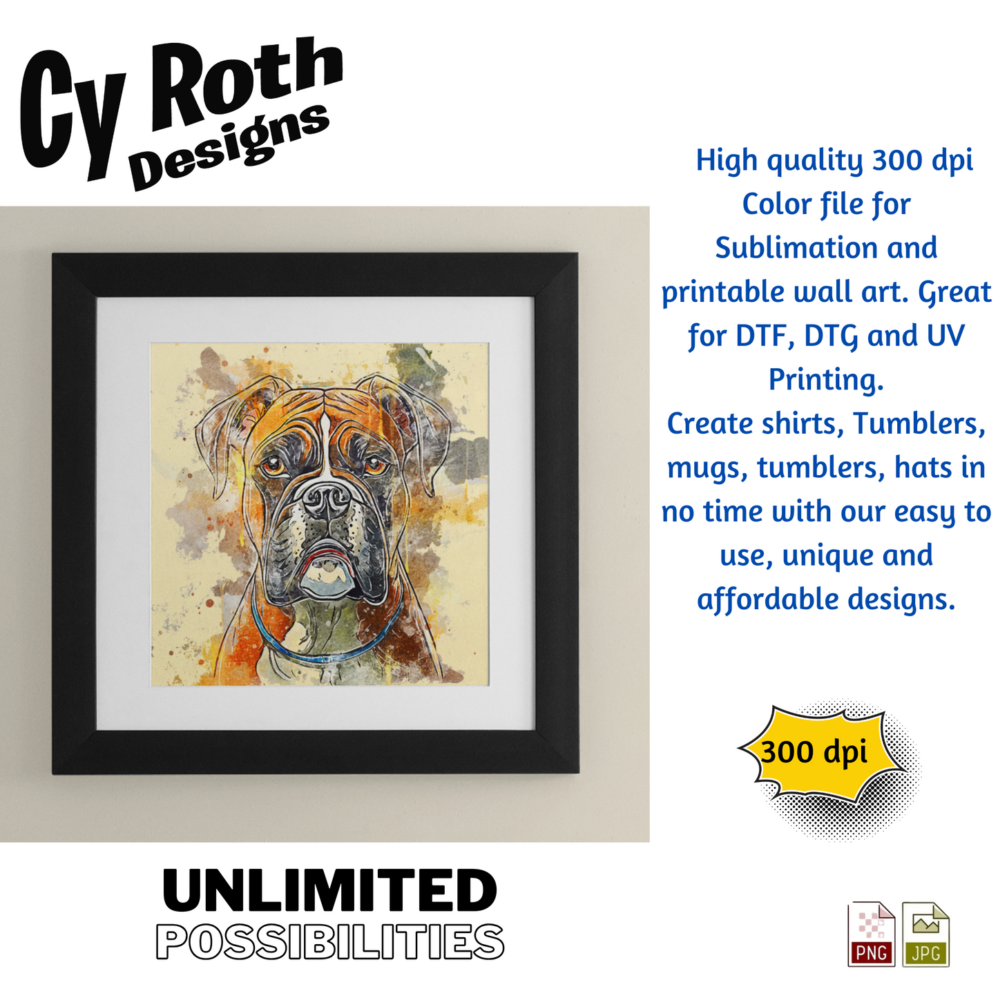 Dog Boxer Sublimation PNG JPG file, Wall Art 20oz skinny Tumbler, shirt PNG, Junk Journal image