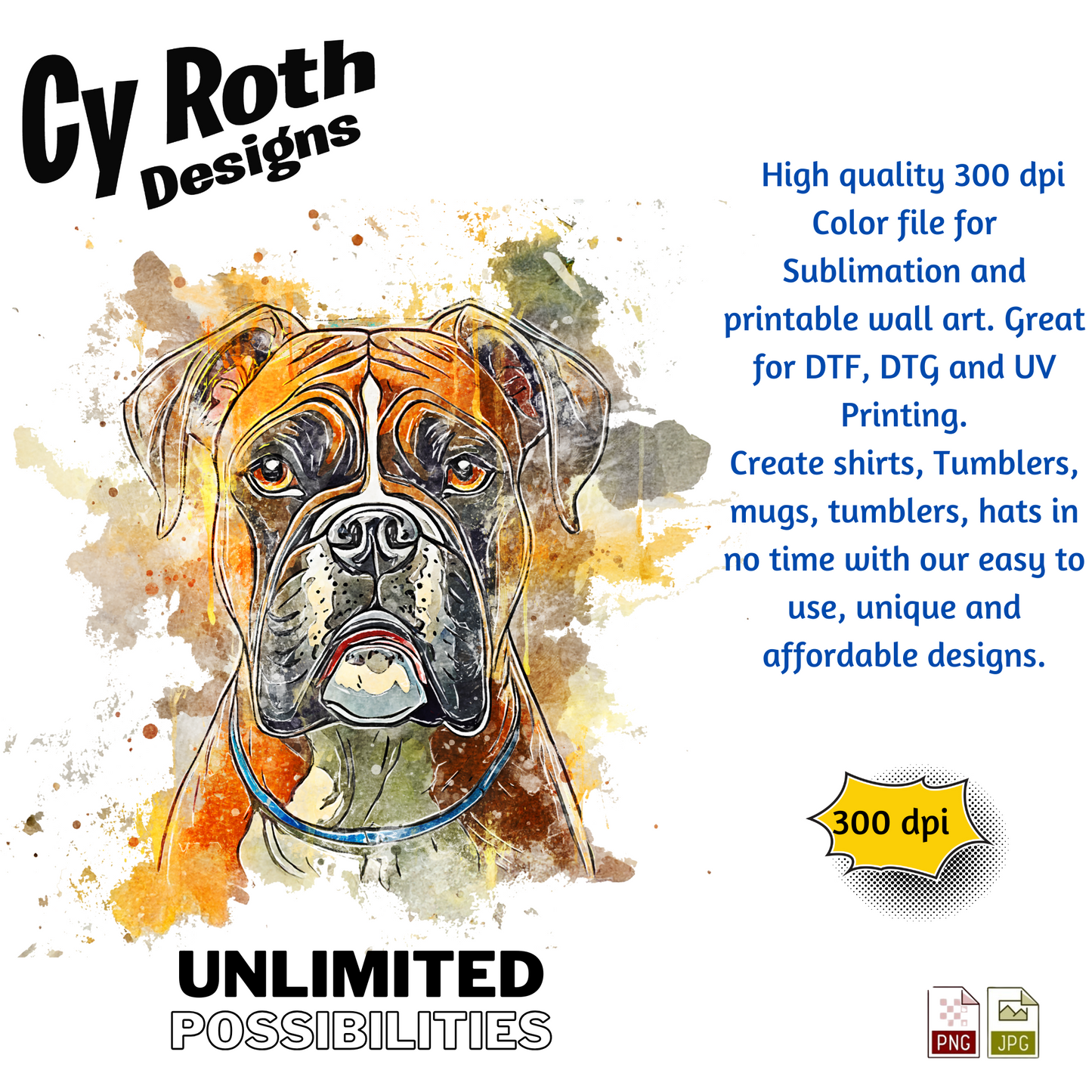 Dog Boxer Sublimation PNG JPG file, Wall Art 20oz skinny Tumbler, shirt PNG, Junk Journal image