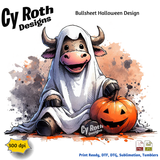 Bullsheet Halloween sublimation design for tumblers, T-Shirts, Wall Art (PNG, SVG Digital Download).
