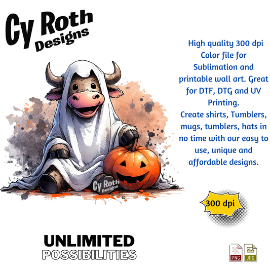 Bullsheet Halloween sublimation design for tumblers, T-Shirts, Wall Art (PNG, SVG Digital Download).
