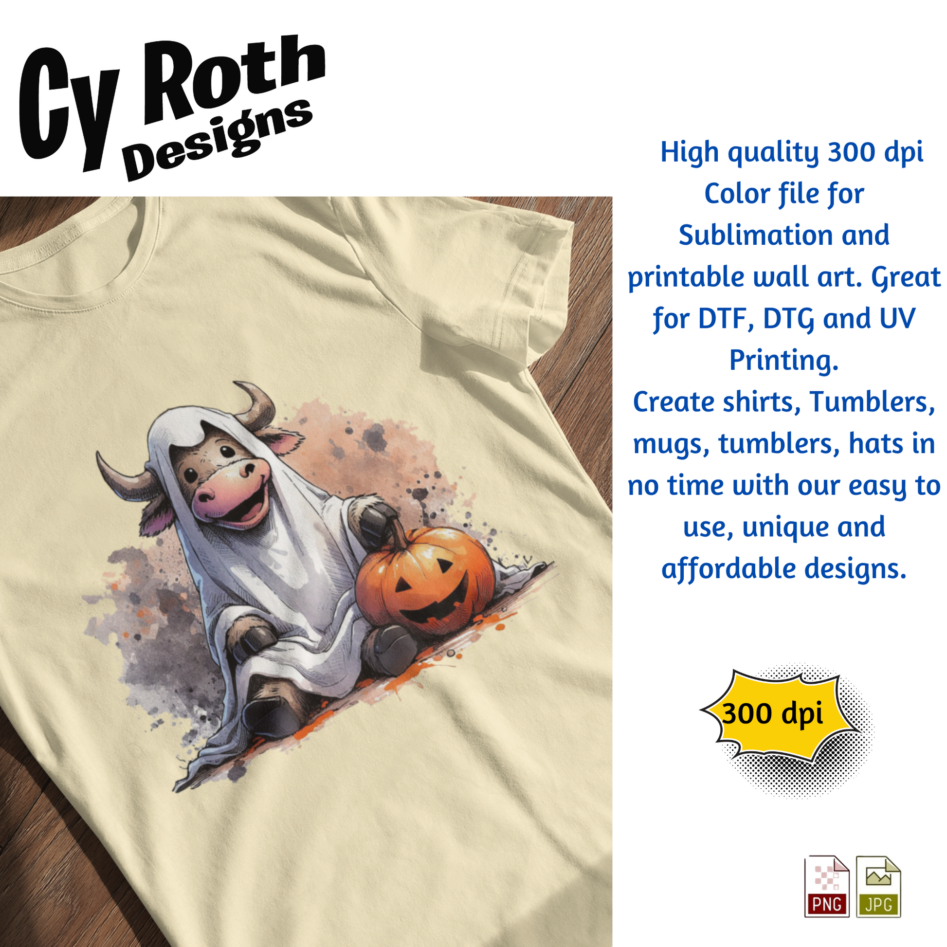 T-shirt with Bullsheet Halloween sublimation design