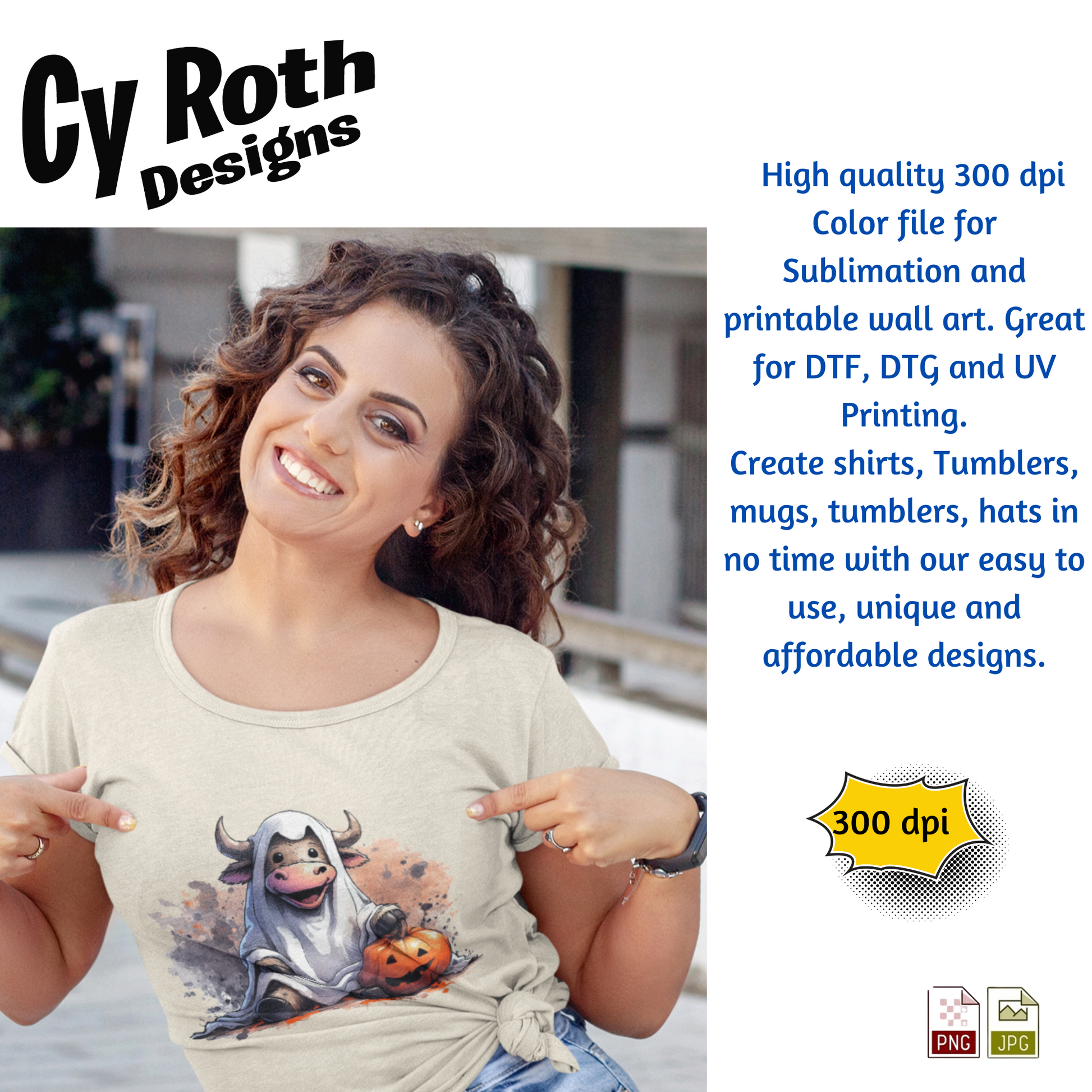 Woman wearing Halloween t-shirt