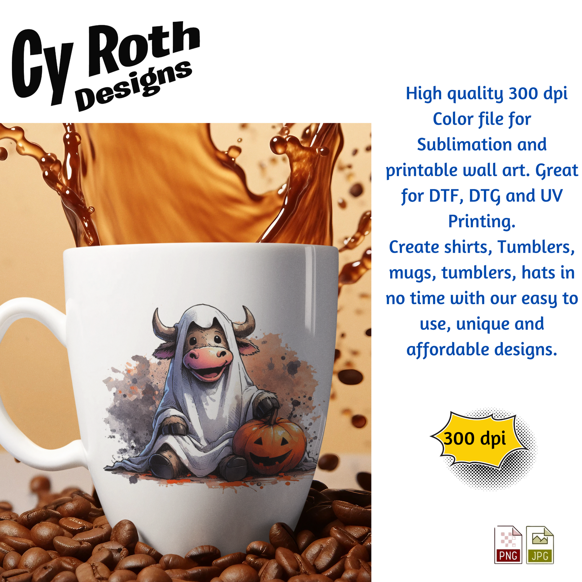 Coffee mug with Halloween sublimation design