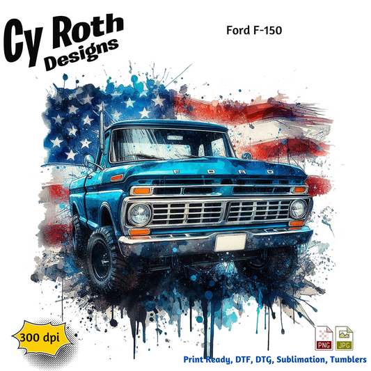 Ford F-150 Sublimation Wall Art 20oz skinny Tumbler PNG JPG file, shirt PNG, Junk Journal image