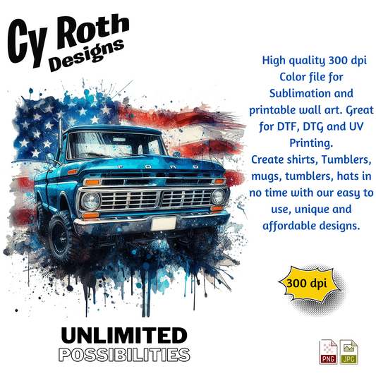 Ford F-150 Sublimation Wall Art 20oz skinny Tumbler PNG JPG file, shirt PNG, Junk Journal image