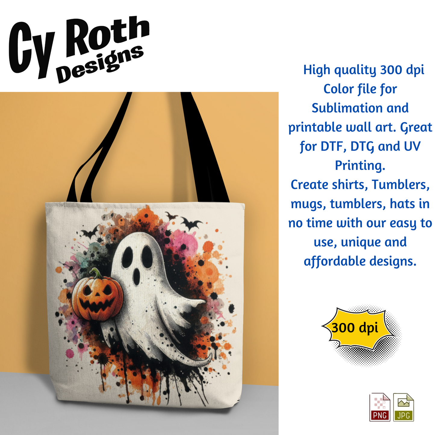 Tote back with image of a Halloween ghost