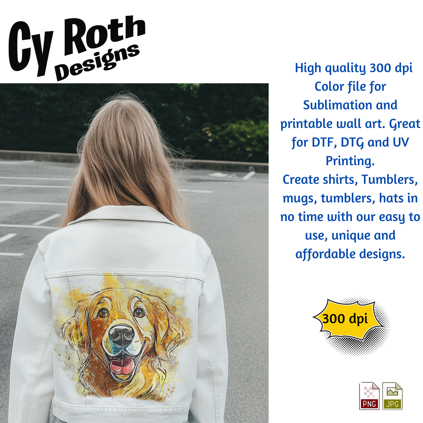 Golden Retriever Sublimation PNG JPG file, Wall Art 20oz skinny Tumbler, shirt PNG, Junk Journal image