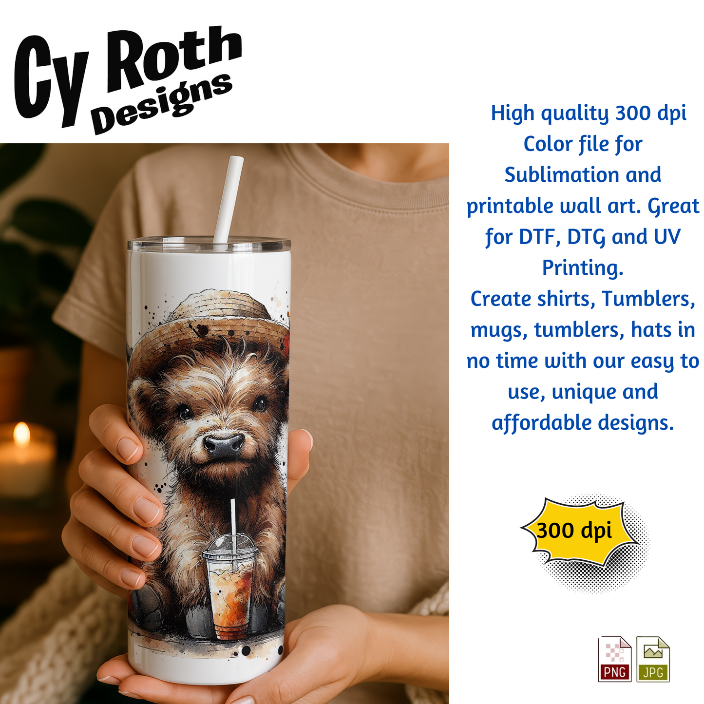 Skinny tumbler with image of Highland Cow with Fall Decor. This is a png file for tumblers, shirts, wall art. Downloadable file.