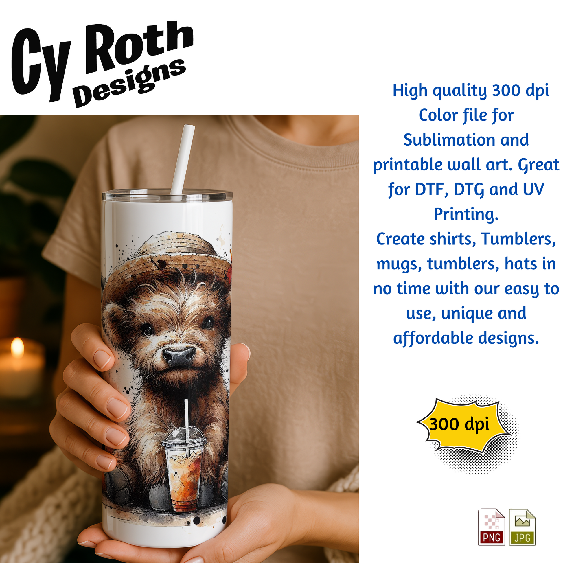 Skinny tumbler with image of Highland Cow with Fall Decor. This is a png file for tumblers, shirts, wall art. Downloadable file.