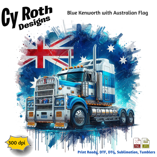 Kenworth Sublimation Wall Art 20oz skinny Tumbler PNG JPG file, shirt PNG, Junk Journal image