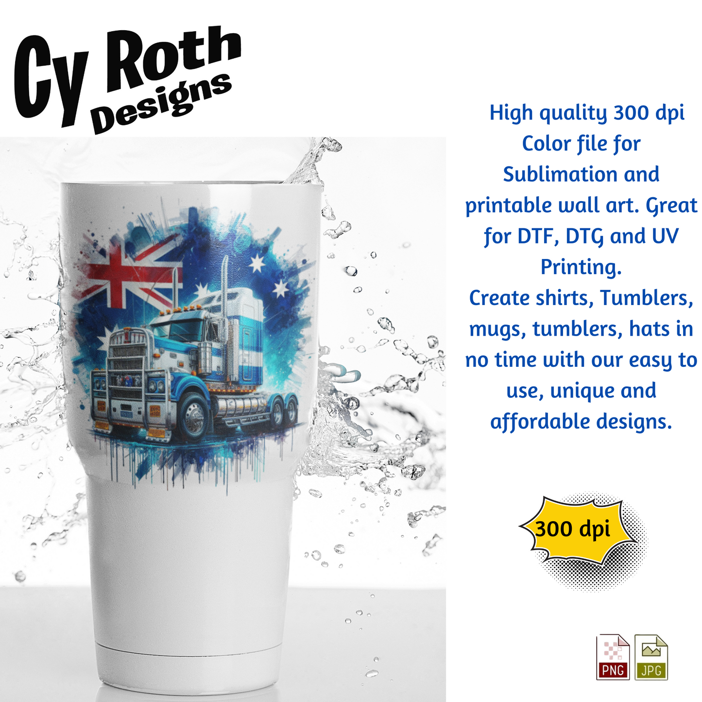 Kenworth Sublimation Wall Art 20oz skinny Tumbler PNG JPG file, shirt PNG, Junk Journal image