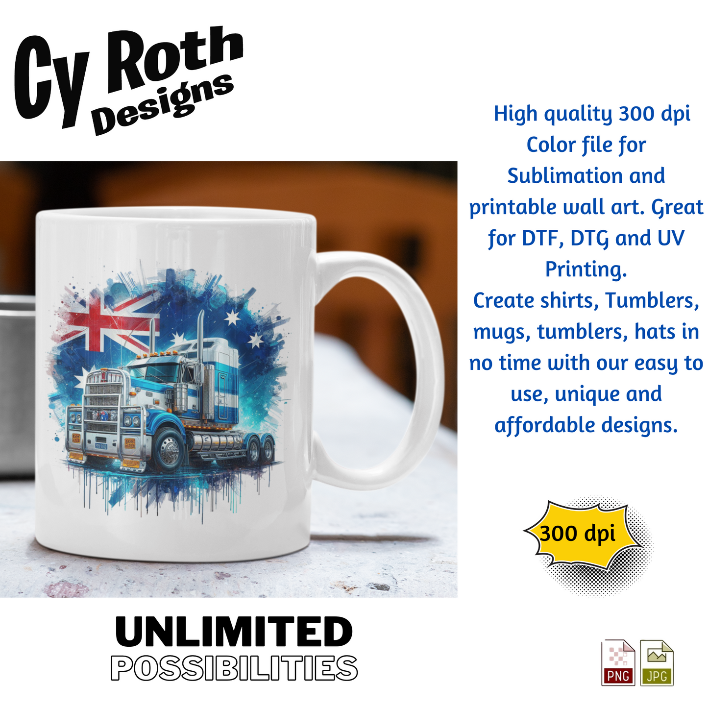Kenworth Sublimation Wall Art 20oz skinny Tumbler PNG JPG file, shirt PNG, Junk Journal image