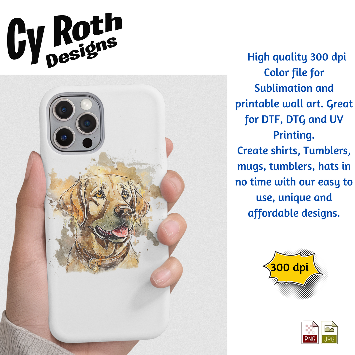 Labrador Sublimation PNG JPG file, Wall Art 20oz skinny Tumbler, shirt PNG, Junk Journal image