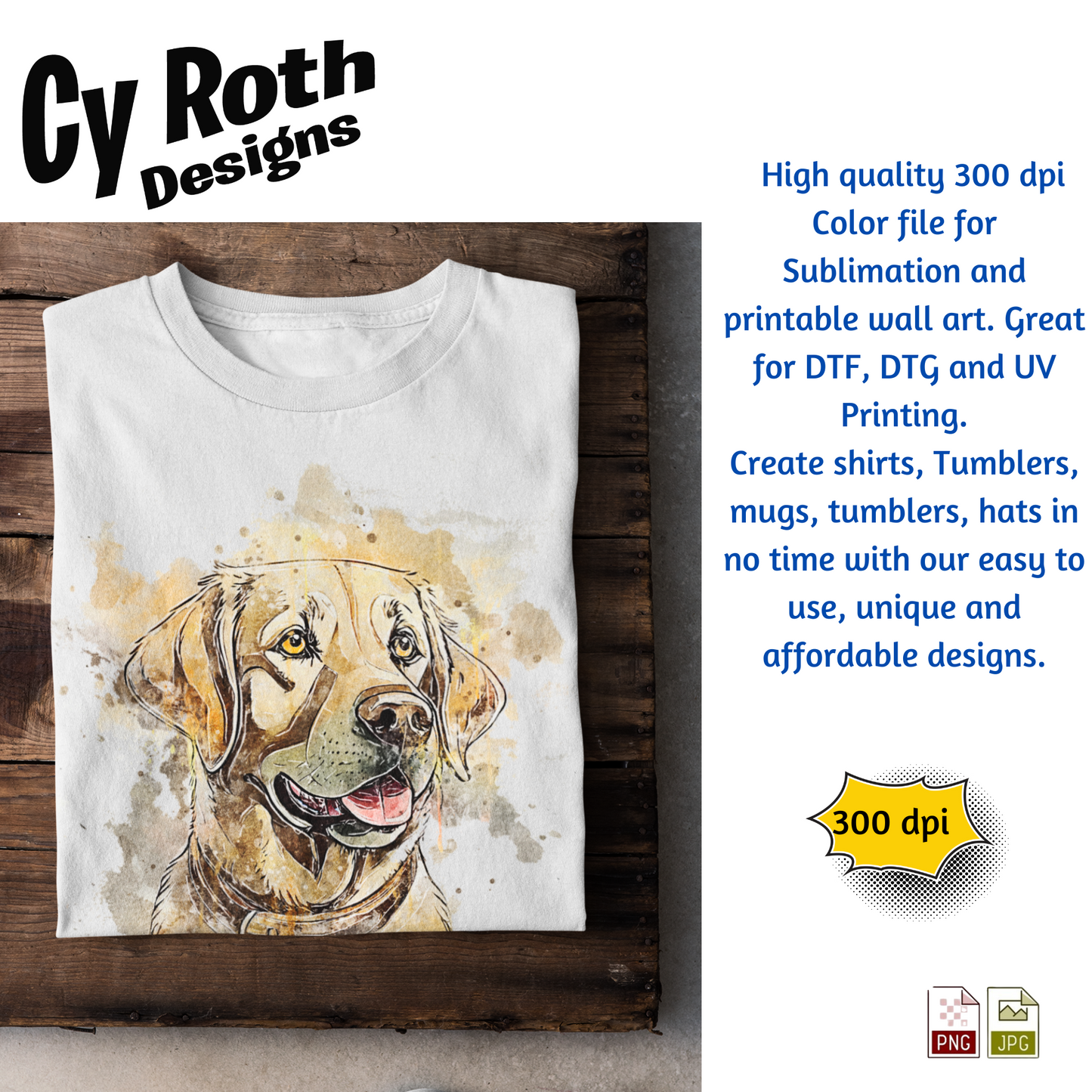 Labrador Sublimation PNG JPG file, Wall Art 20oz skinny Tumbler, shirt PNG, Junk Journal image
