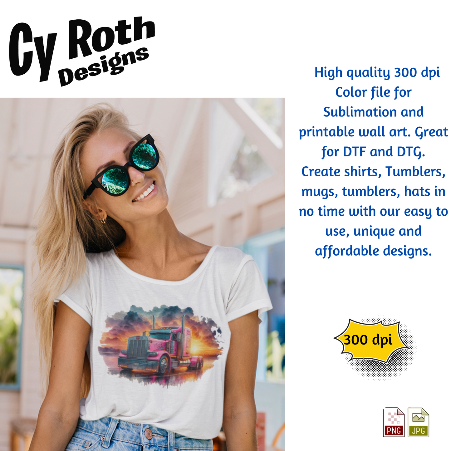 Peterbilt Sublimation PNG JPG file, Wall Art 20oz skinny Tumbler, shirt PNG, Junk Journal image