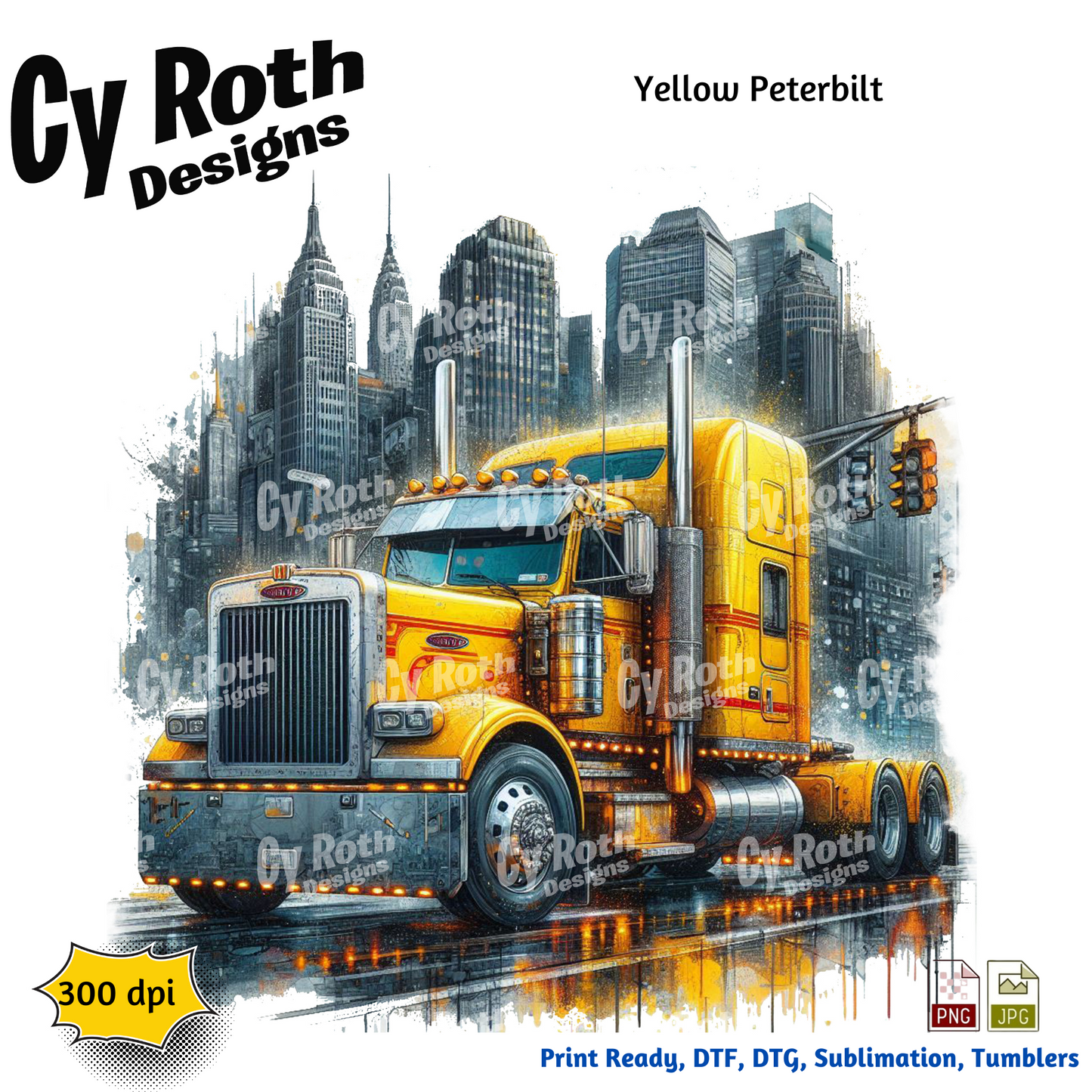 Peterbilt Sublimation PNG JPG file, Wall Art 20oz skinny Tumbler, shirt PNG, Junk Journal image