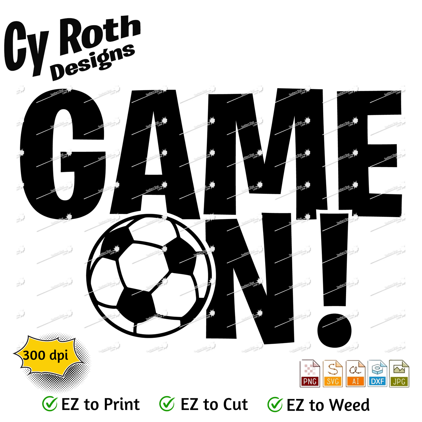Soccer svg png jpg ai dxf file, for Silhouette, Cricut, Vinyl Plotters, Laser, CNC and Sublimation. Great for DTF and DTG. Game on!